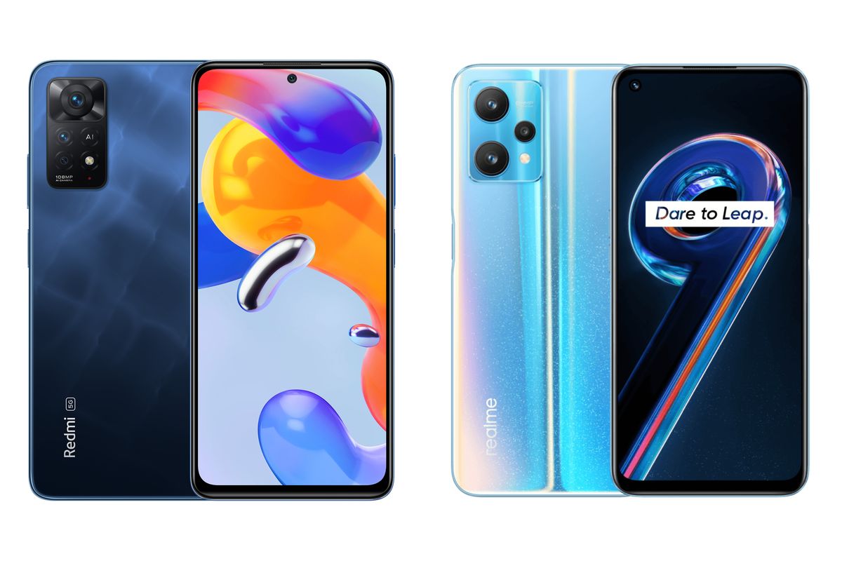 Redmi Note 11 Pro 5G (kiri) dan Realme 9 Pro 5G (kanan).