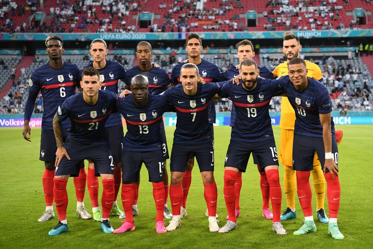 MUENCHEN, GERMANY - Pemain timnas Perancis berpose sebelum berlaga dalam partai Grup F Euro 2020 kontra Jerman di Football Arena, Muenchen, 15 Juni 2021. 