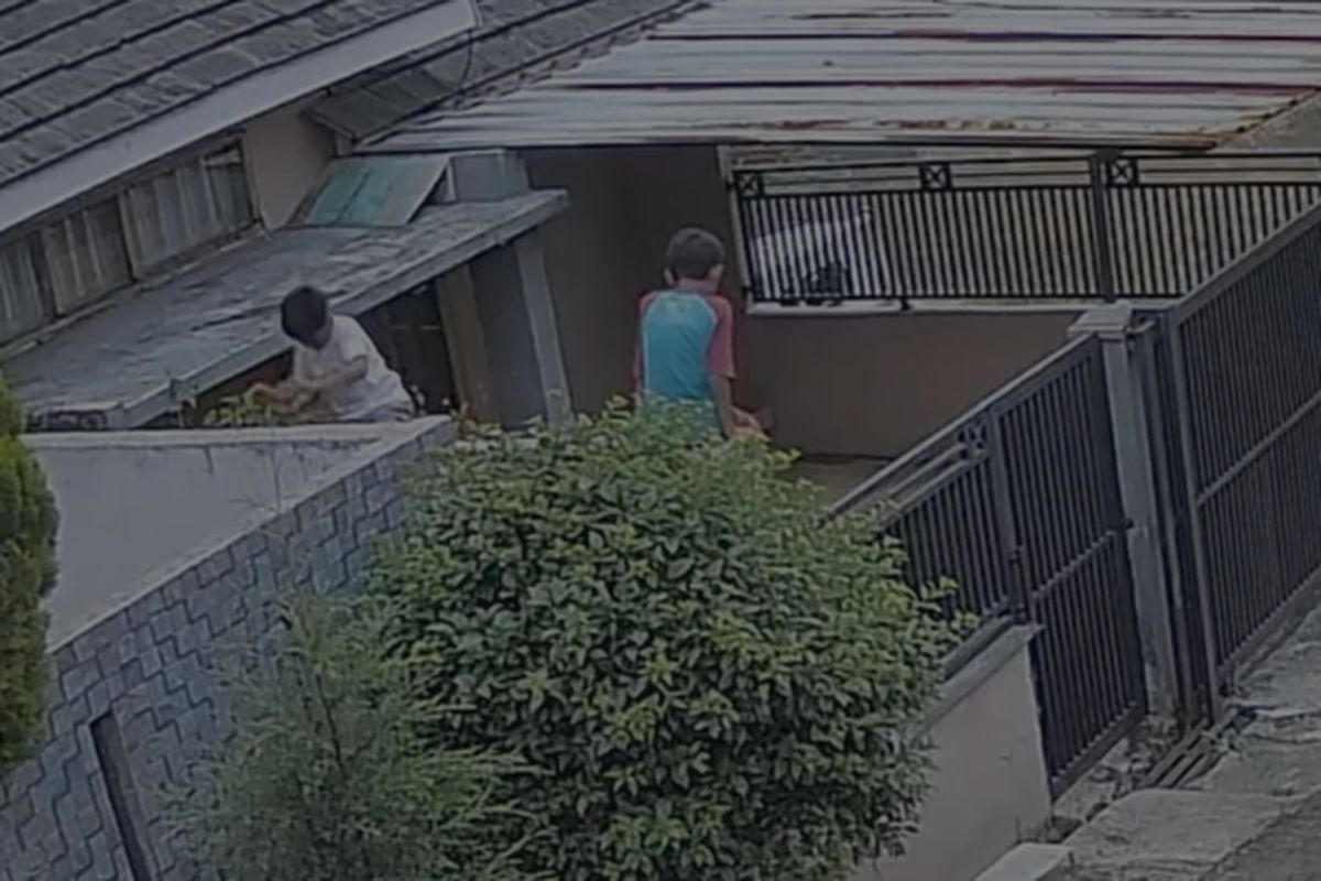 Dua orang anak tengah berupaya menyelamatkan diri dari serangan koloni tawon saat bermain di sebuah rumah kosong di Kecamatan Arjasari, Kabupaten Bandung, Jawa Barat, pada minggu lalu