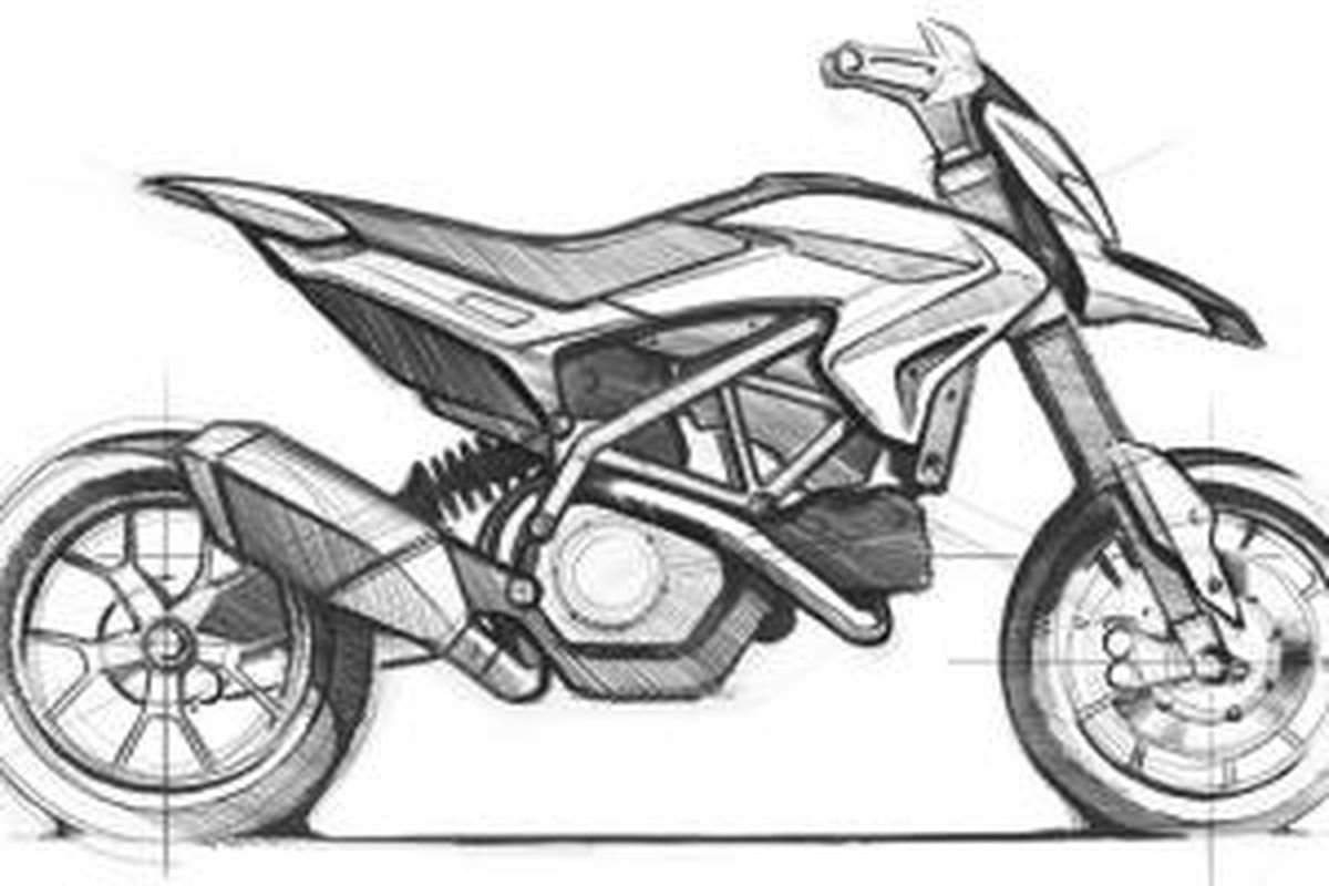 Sketsa model Hypermotard Ducati.