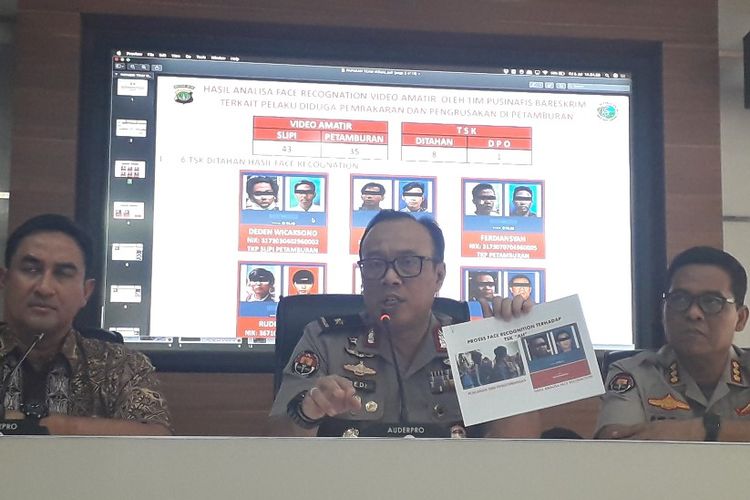 Konferensi pers pengembangan kasus keruduhan 21-22 Mei di Mabes Polri, Jumat (5/7/2019).
