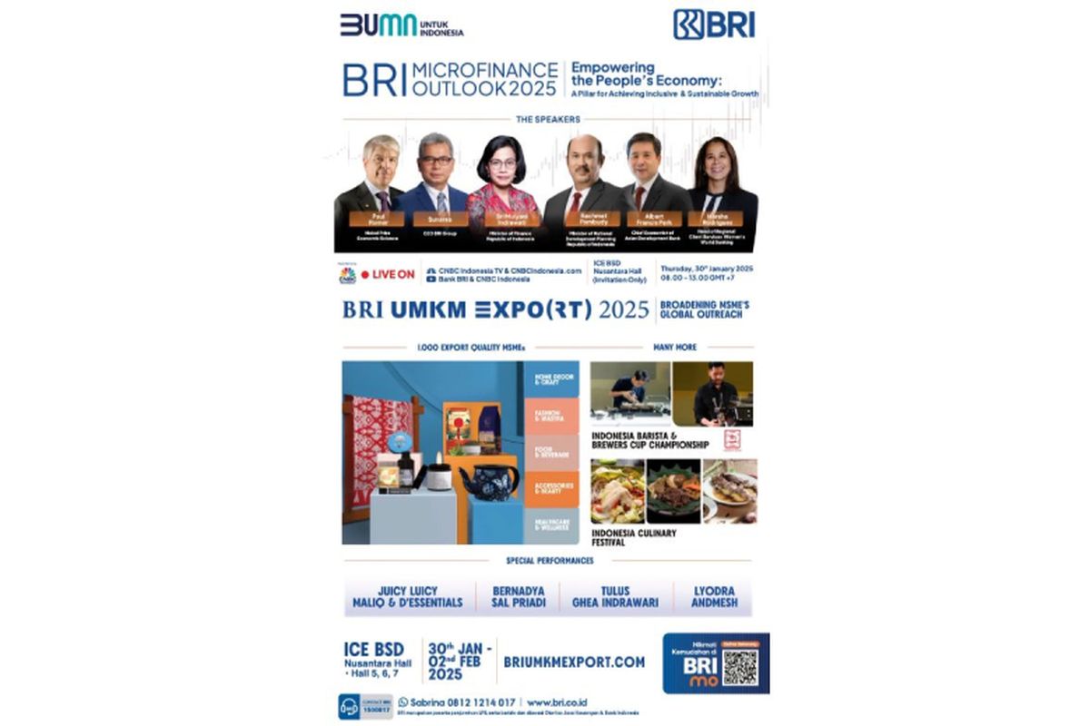 BRI UMKM EXPO (RT) 2025 kembali hadir dengan mengusung tema &ldquo;Broadening MSME's Global Outreach&rdquo; atau di ICE BSD City Tangerang pada 30 Januari sampai 2 Februari 2025. 