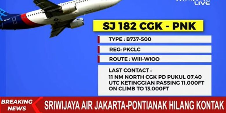 Kronologi Pesawat Sriwijaya Air Hilang Kontak Setelah 4 Menit Lepas Landas