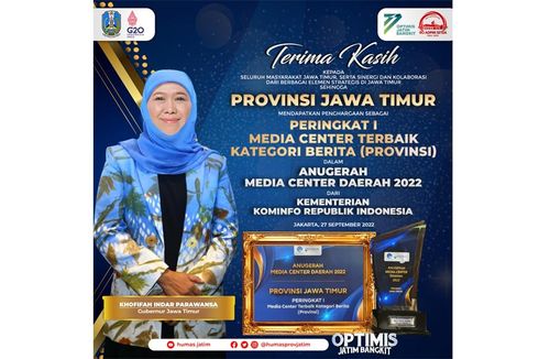 Raih Penghargaan sebagai Media Center Terbaik, Gubernur Jatim Berkomitmen Tingkatkan Layanan Informasi Berkualitas bagi Masyarakat