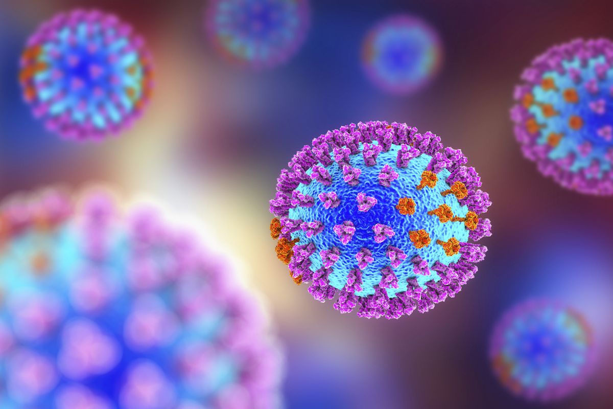Ilustrasi virus influenza penyebab pilek.