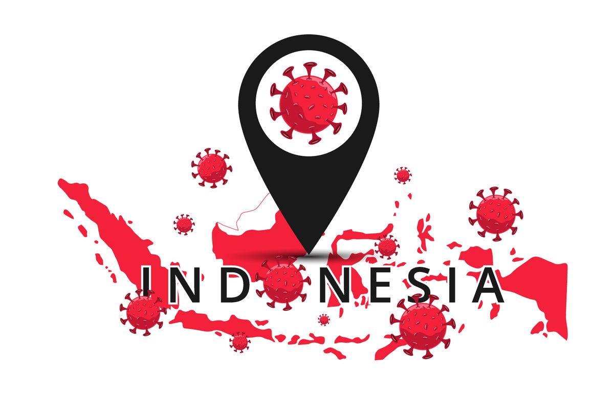 Ilustrasi virus corona yang merebak di Indonesia.