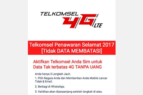 Waspada, Tawaran 1 Tahun Gratis Telkomsel 4G yang Beredar di Facebook