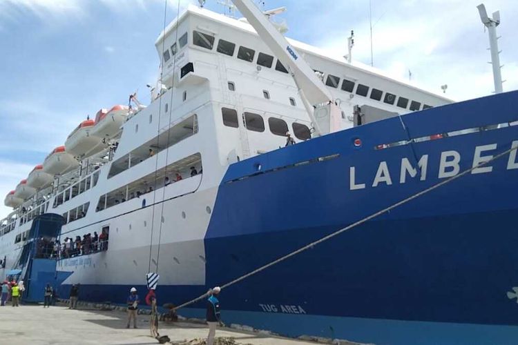 Pada H-1 lebaran Idul Fitri 2024, terdapat 2.610 penumpang kapal Pelayaran Nasional Indonesia (Pelni) KM Lambelu yang turun di pelabuhan Murhum Baubau, Sulawesi Tenggara, Selasa (9/4/2024).