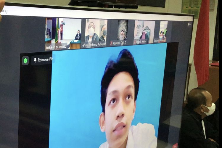 Gaga Muhammad ucapkan belasungkawa untuk mendiang Laura Anna via Zoom di Pengadilan Negeri Jakarta Timur, Kamis (16/12/2021). 