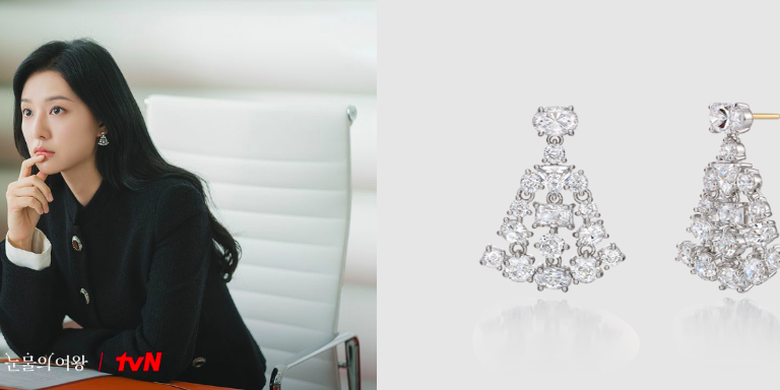Diamomo Chandelier Earring, salah satu perhiasan mewah Kim Ji Won yang berperan sebagai Hong Hae In di drama Queen of Tears
