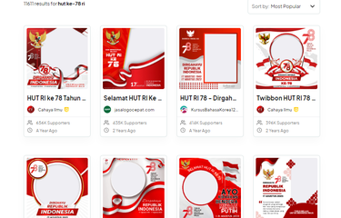 Tangkapan layar kumpulan twibbon Hari Kemerdekaan atau HUT ke-78 RI