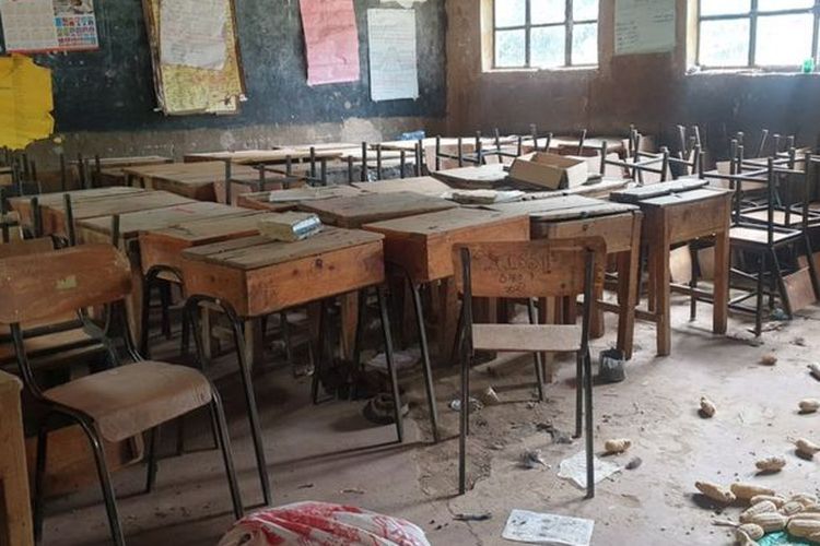 Inilah penampakan salah satu ruang kelas di Kenya yang diubah menjadi peternakan ayam. Salah satu upaya pendidik di sana bertahan hidup di tengah pandemi Covid-19.
