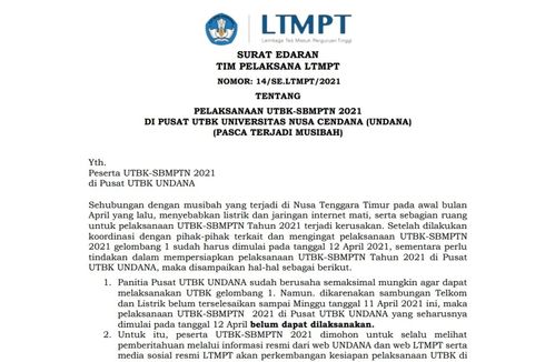 Undana Geser Jadwal UTBK Gelombang 1 akibat Bencana Alam