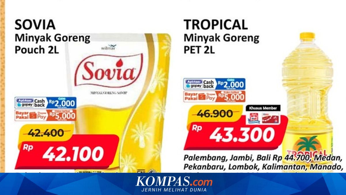 Alfamart's weekend deals drop Tropical 2L cooking oil to Rp43,300