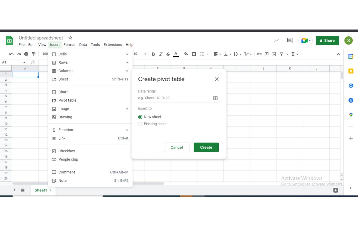 cara membuat tabel pivot di google sheets