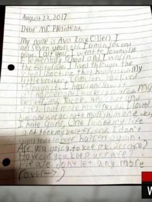 Surat Ava Olsen untuk Presiden Amerika Serikat Donald Trump. (CNN)