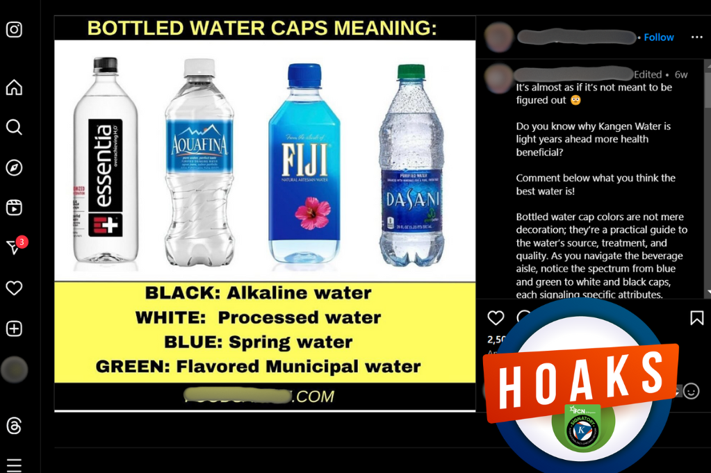 Jenis Air Kemasan di AS Tidak Ditentukan dari Warna Tutup Botol