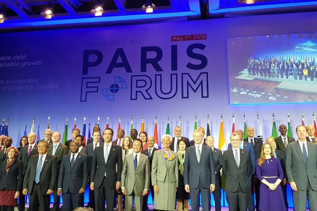 Gubernur Bank Indonesia (BI) Perry Warjiyo menghadiri Paris Forum, Selasa (7/5/2019).
