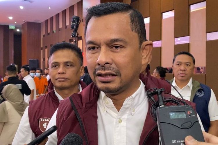 Direktur Tindak Pidana Narkoba (Dittipidnarkoba) Bareskrim Polri Mukti Juharsa di Mabes Polri, Jakarta, Rabu (13/3/2024).