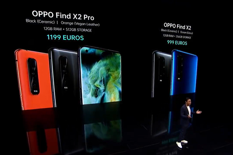 Tangkapan layar siaran langsung peluncuran Oppo Find X2 dan Find X2 Pro.