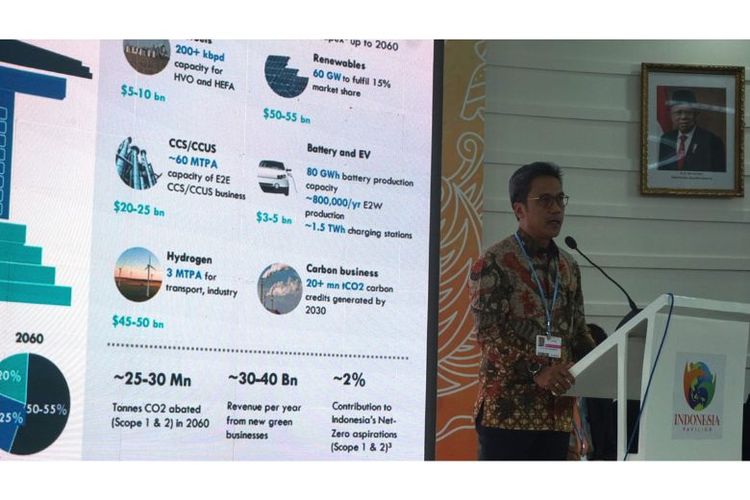 Chief Executive Editor (CEO) Pertamina Power Indonesia Dannif Danusaputro dalam gelaran Indonesia Pavilion COP 27, Minggu (6/11/2022). 

