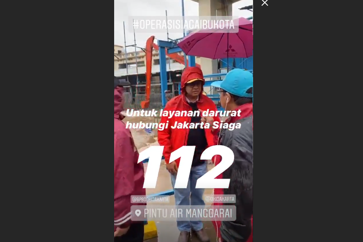 Tangkap layar instastory Gubernur DKI Jakarta Anies Baswedan dari Pintu Air Manggarai, Rabu (1/1/2020) pagi.