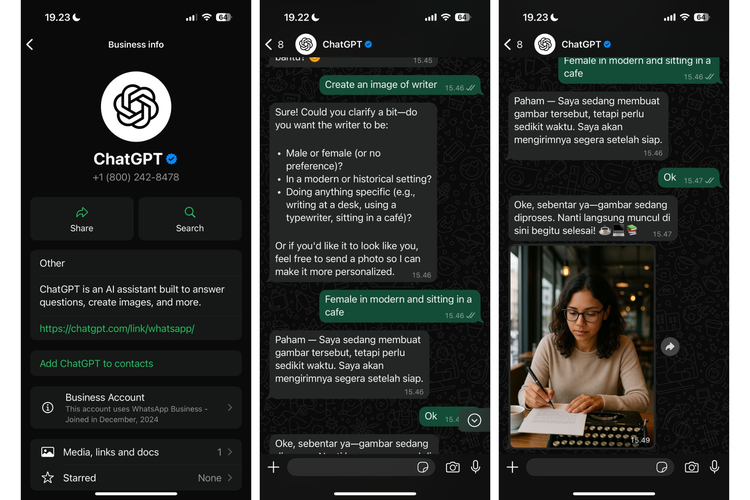 Ilustrasi cara buat gambar AI di WhatsApp