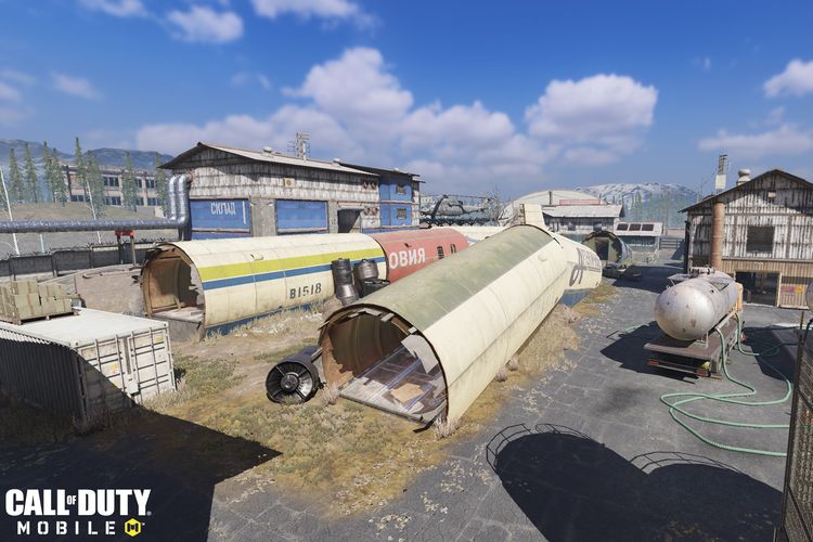 Ilustrasi map Scrapyard 2019 di game Call of Duty Mobile.