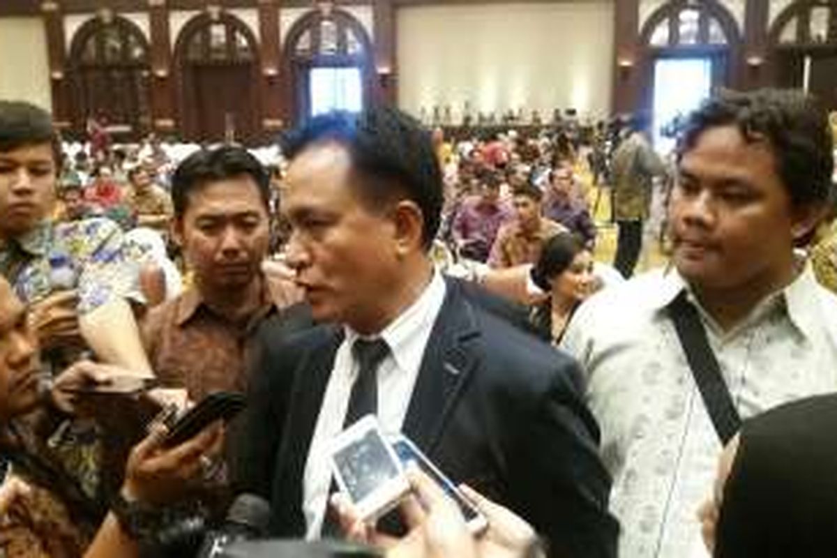 Ketua Umum Partai Bulan Bintang, Yusril Ihza Mahendra dalam acara peluncuran buku ensiklopedinya di Hotel Bidakara, Pancoran, Jakarta Selatan, Sabtu (6/2/2016)