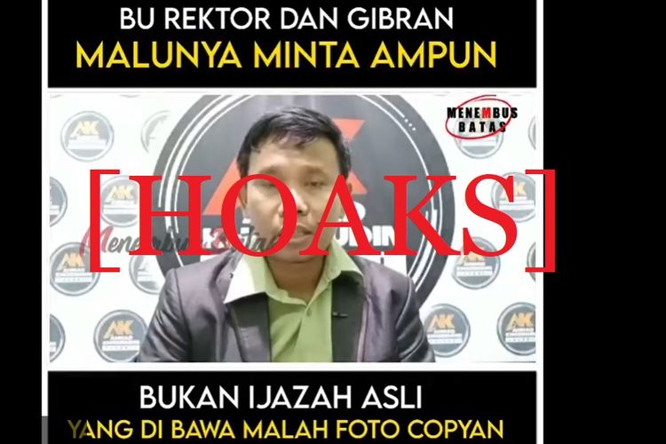 Tangkapan layar Facebook narasi yang menyebut bahwa rektor UGM dan Gibran malu karena Jokowi hanya membawa foto copy ijazah