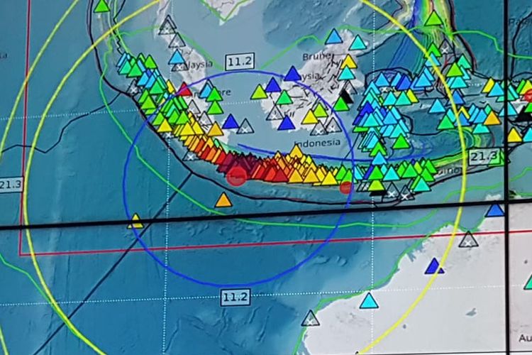 Tangkapan layar peta gempa berlokasi di Sukabumi, Jawa Barat pada Selasa, (27/4/2021).