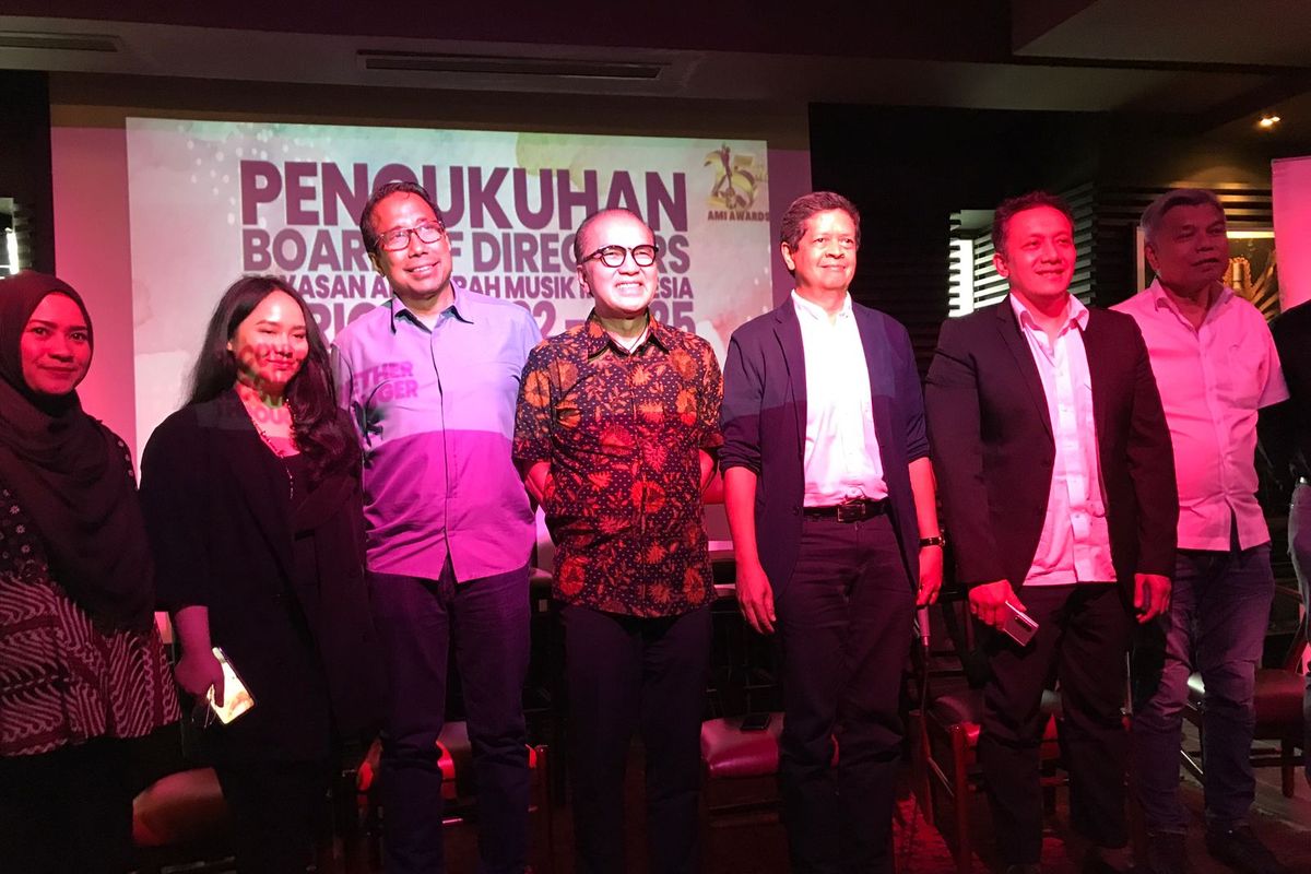 Pengukuhan jajaran Board of Directors Yayasan Anugerah Musik Indonesia di kawasan SCBD, Jakarta Selatan, Jumat (12/8/2022).