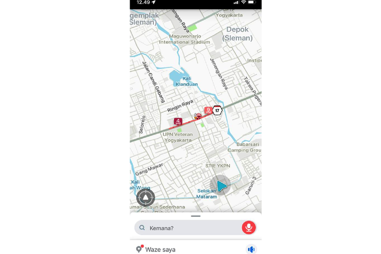 Ilustrasi informasi kondisi lalu lintas yang termuat di aplikasi Waze