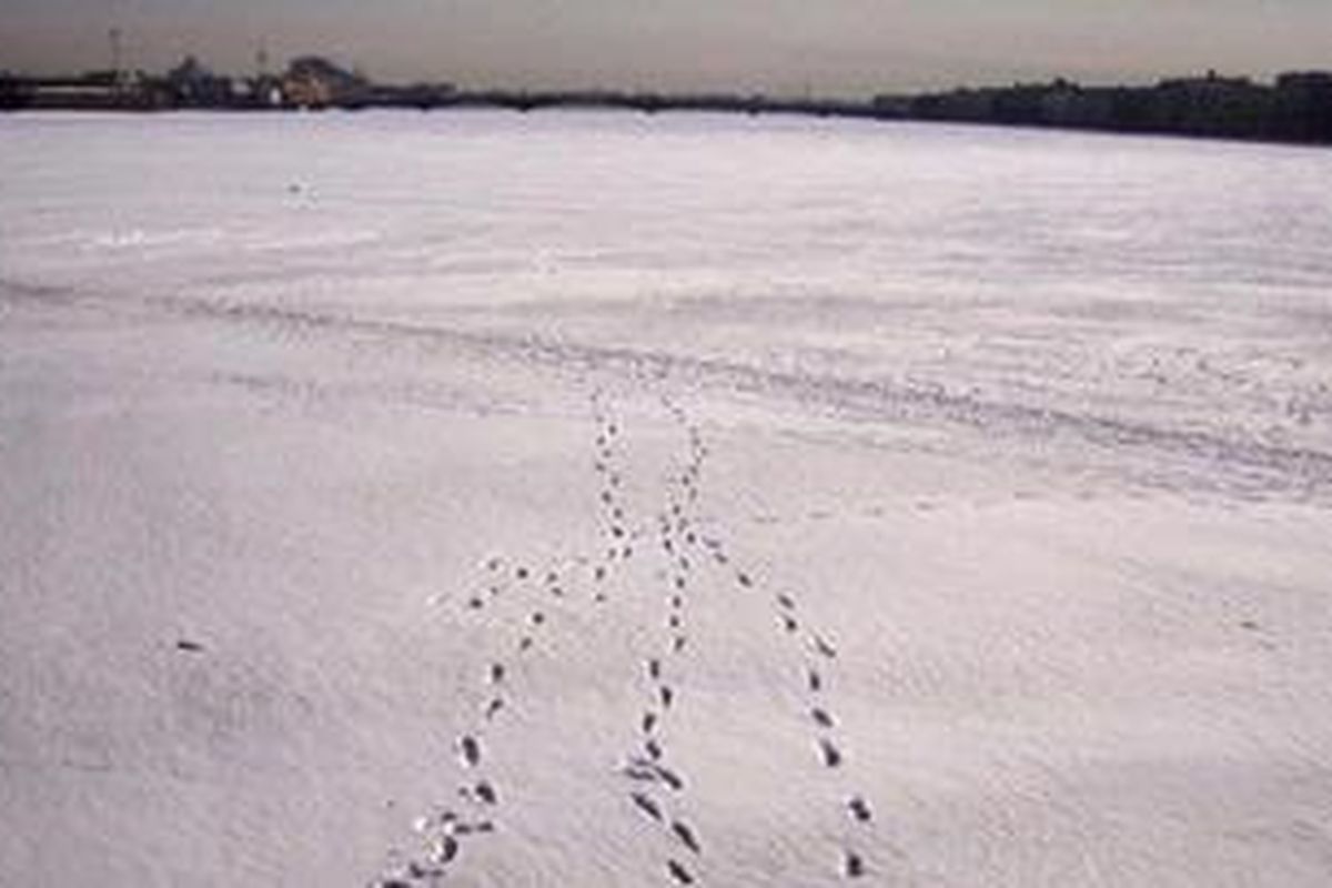 Sungai yang berubah menjadi es di Rusia