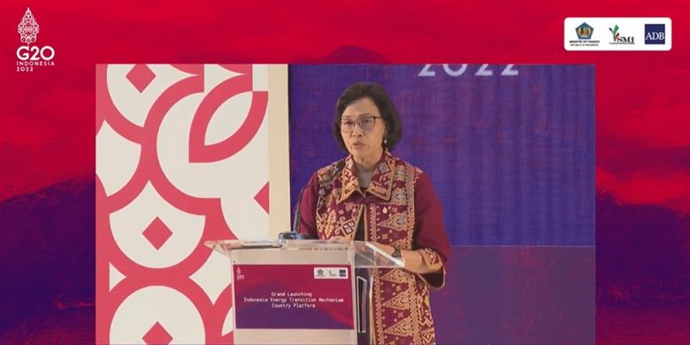 Menteri Keuangan Sri Mulyani Indrawati dalam grand launching Indonesia Energy Transition Mechanism Country Platform, di Bali, Indonesia. 