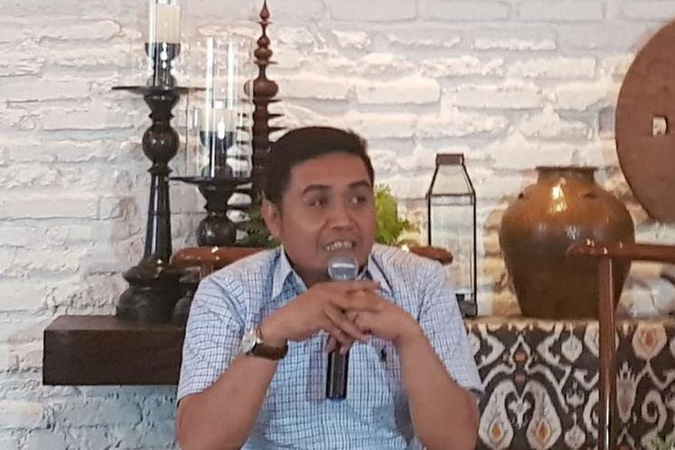 Wakil Ketua Pelaksana Syukuran Inagurasi Presiden dan Wakil Presiden 2019-2024 Handoko saat menyampaikan keterangan pers-nya, Senin (14/10/2019).