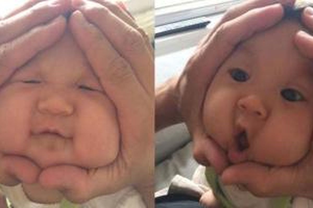Foto-foto wajah bayi yang dikepal menciptakan tren rice balls babies. 