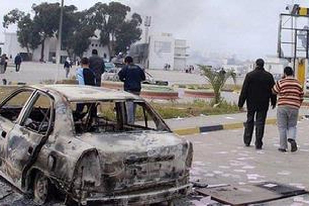 Suasana di Benghazi, kota terbesar kedua di Libya, yang menjadi tempat pertama meletus protes anti-pemerintahan Khadafy