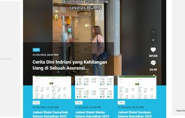Tangkapan layar berita populer di laman Tren sepanjang Jumat (31/3/2023) hingga Sabtu (1/4/2023) pagi.