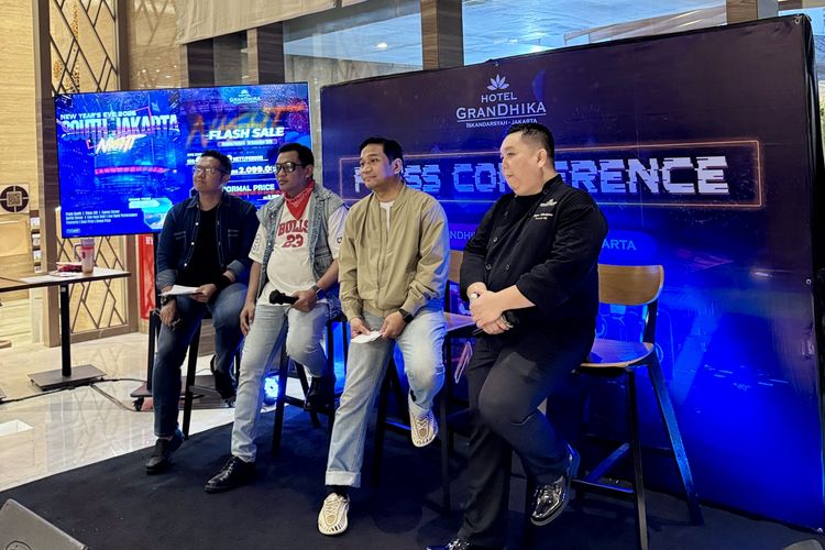 Konferensi pers di Hotel GranDhika Iskandarsyah Jakarta untuk rangkaian acara tahun baru bertajuk ?South Jakarta Night?New Year?s Eve 2026? pada Jumat (5/12/2025).