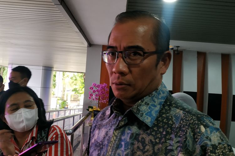 Ketua KPU RI Hasyim Asy'ari ditemui di gedung Kementerian Komunikasi dan Informatika, Rabu (6/7/2022).