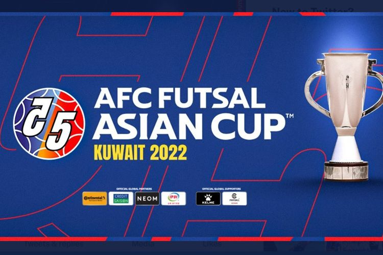 Logo AFC Futsal Cup atau Piala Asia Futsal 2022. Pada pertandingan pertama, Rabu (28/9/2022), Indonesia kalah 0-5 dari Iran. Selanjutnya, timnas futsal Indonesia akan melawan Lebanon pada laga kedua fase grup, Jumat (20/9/2022) malam WIB. (Sumber foto: Tangkapan layar Twitter @afcasiancup)