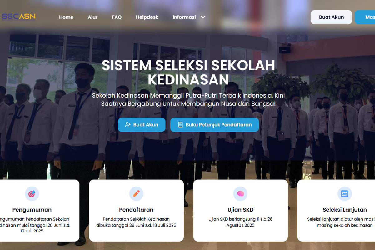 Tangkapan layar laman resmi membuat akun SSCASN Pendaftaran Sekolah Kedinasan 2025