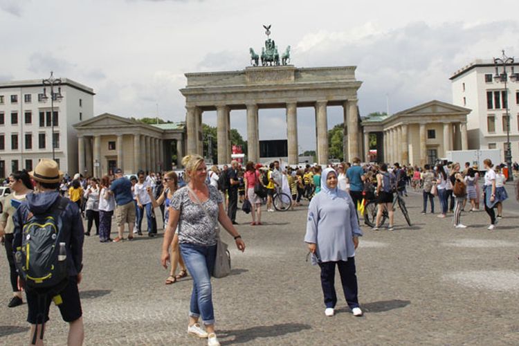 Brandenburg Gate di Berlin, Jerman, Kamis (21/6/2018).