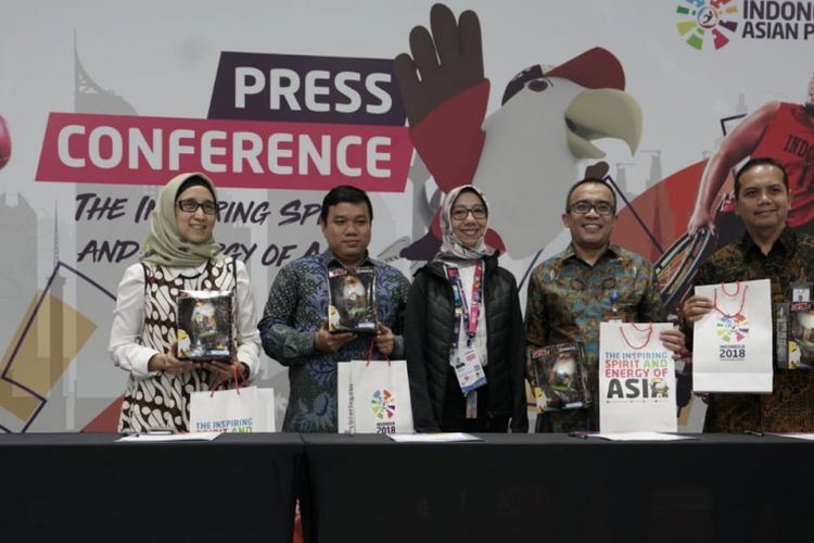 Konferensi pers PT Perusahaan Gas Negara Tbk (PGN) yang ikut menyokong atau menjadi sponsor gelaran Asian Para Games 2018. 
