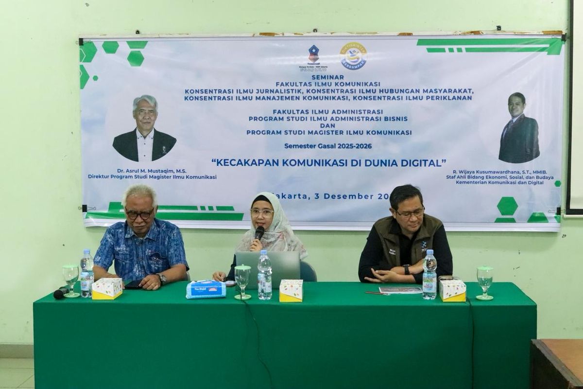 Seminar Kecakapan Komunikasi di Dunia Digital yang digelar di Kampus Institut Ilmu Sosial dan Ilmu Politik (IISIP) Jakarta, Kamis (4/12/2025).
