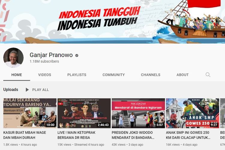 Youtube Ganjar Pranowo