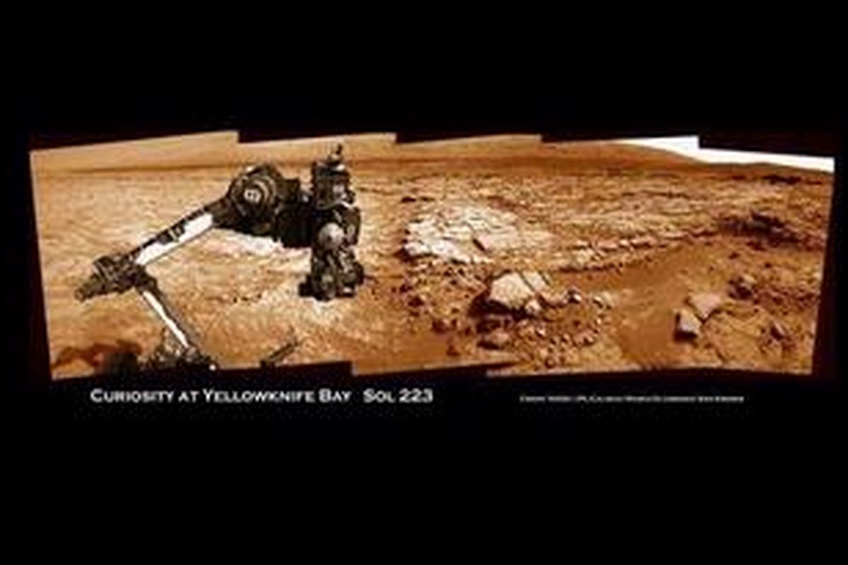 Panorama Yelloknife Bay di Mars hasil jepretan Curiosity pada Sabtu (23/3/0213) lalu.