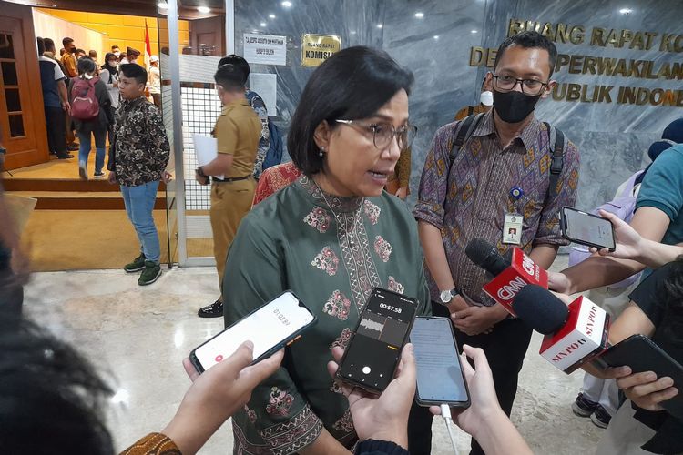 Menteri Keuangan Sri Mulyani di Kompleks Parlemen Senayan, Jakarta, Selasa (28/6/2022).