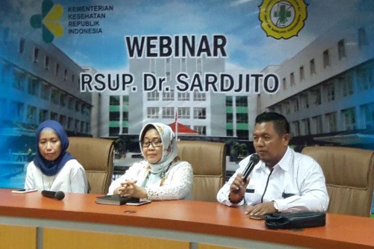 Tim medis Rumah Sakit Umum Pusat (RSUP) Dr Sardjito menggelar jumpa pers di Ruang Webinar, Gedung Pusdiklat RSUP Dr Sardjito, Yogyakarta, Kamis. 
